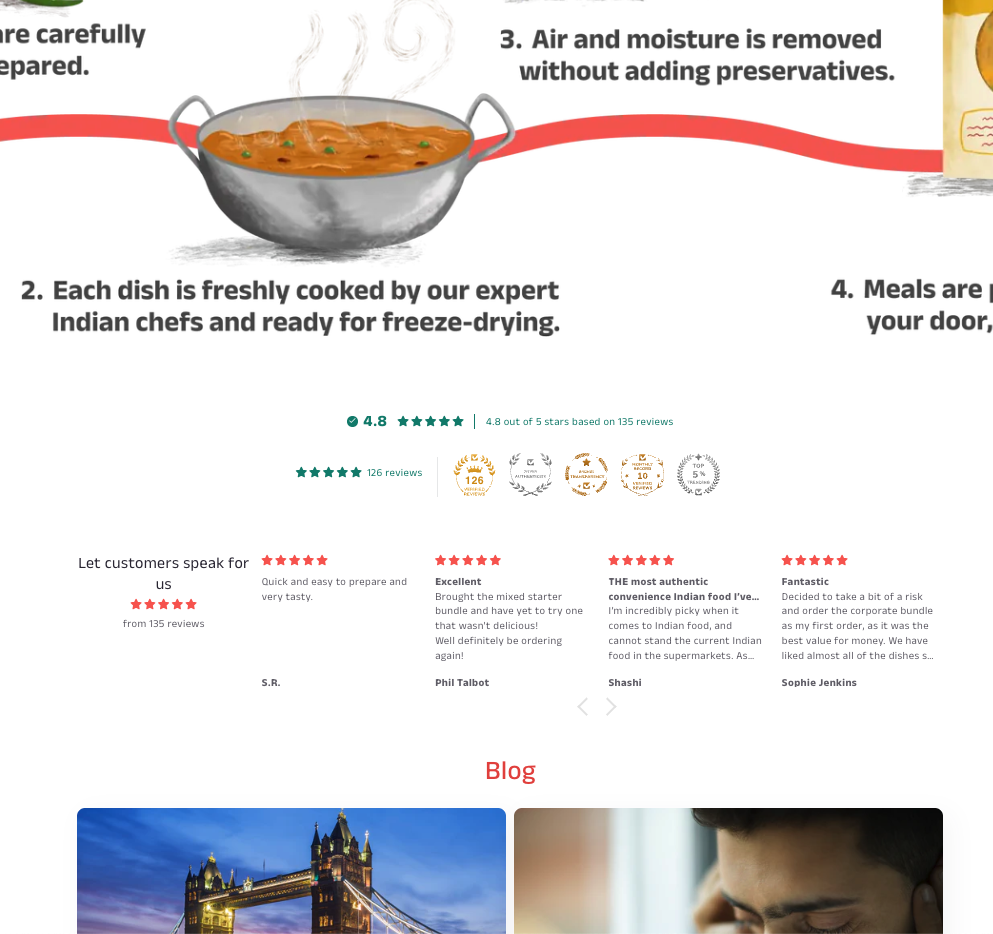 Landing page before - basic layout